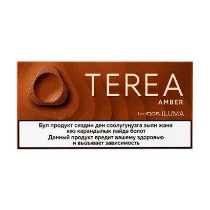 TEREA Amber Kyrgyzstan heated tobacco sticks pack for IQOS ILUMA on white background