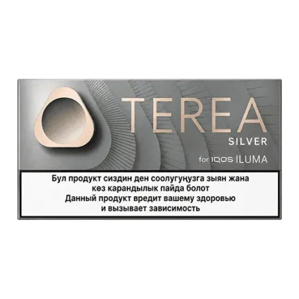 TEREA Silver Kyrgyzstan heated tobacco sticks pack for IQOS ILUMA on white background