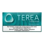 TEREA Turquoise Kyrgyzstan menthol heated tobacco sticks pack for IQOS ILUMA on white background