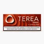 IQOS TEREA Amber Tajikistan amber-brown product pack on white background