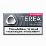 IQOS TEREA Silver Tajikistan grey heated tobacco stick pack with nicotine warning