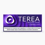 IQOS TEREA Twilight Pearl Tajikistan blue and purple product pack with nicotine warning